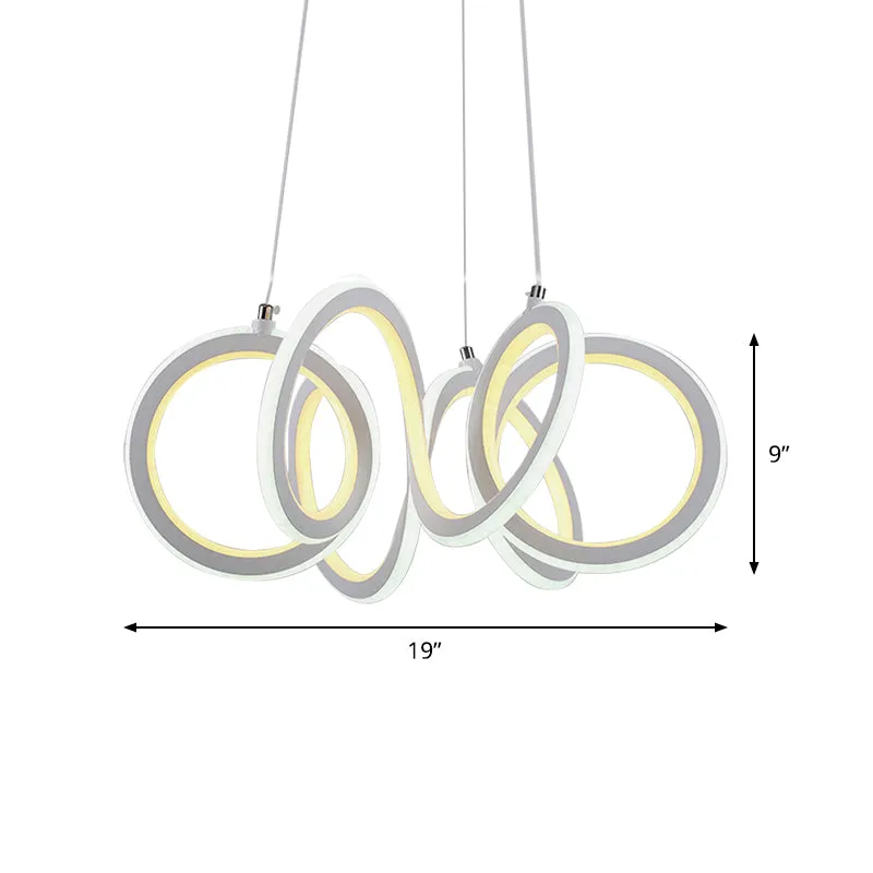 LED-woonkamerkroonluchter met cyclus-acrylkap, witte hangende hanger Clearhalo
