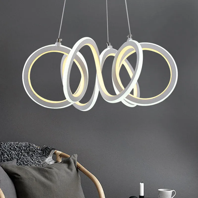 LED-woonkamerkroonluchter met cyclus-acrylkap, witte hangende hanger Clearhalo