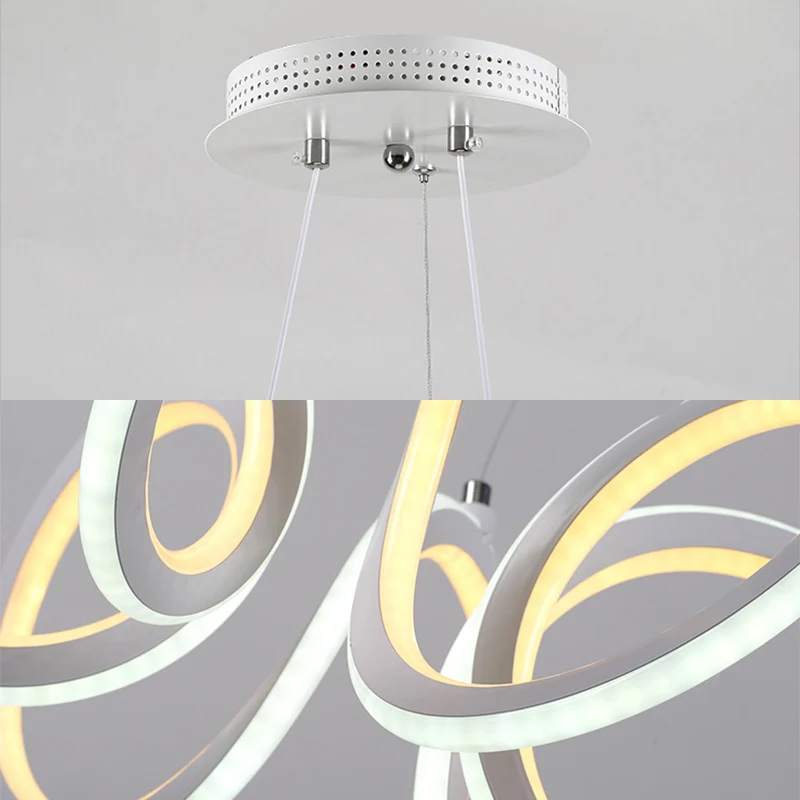 LED-woonkamerkroonluchter met cyclus-acrylkap, witte hangende hanger Clearhalo