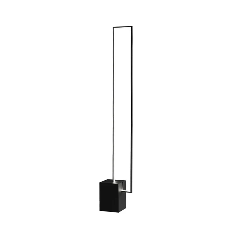 Leeslamp met metalen rechthoekig frame Minimale LED-zwarte staande lamp voor slaapkamer Clearhalo