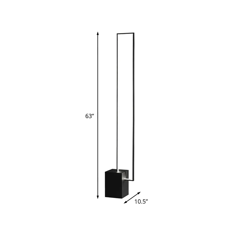 Leeslamp met metalen rechthoekig frame Minimale LED-zwarte staande lamp voor slaapkamer Clearhalo