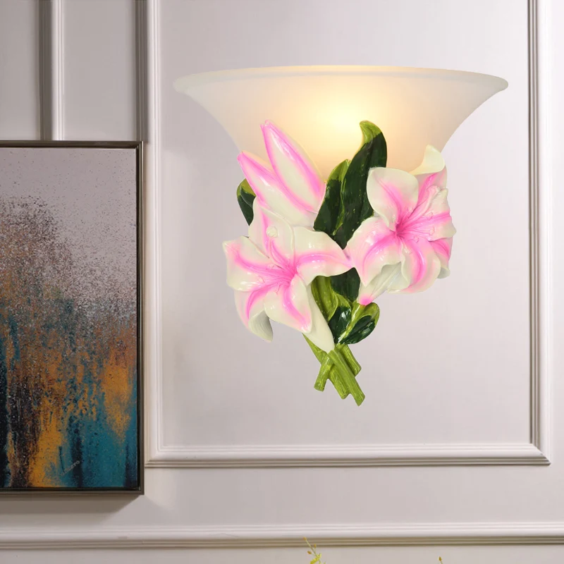 1 licht hars wandlamp moderne stijlvolle prachtige roze bloemen inbouw wandkandelaar Clearhalo