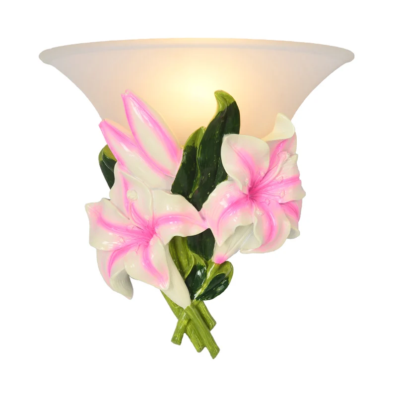 1 licht hars wandlamp moderne stijlvolle prachtige roze bloemen inbouw wandkandelaar Clearhalo