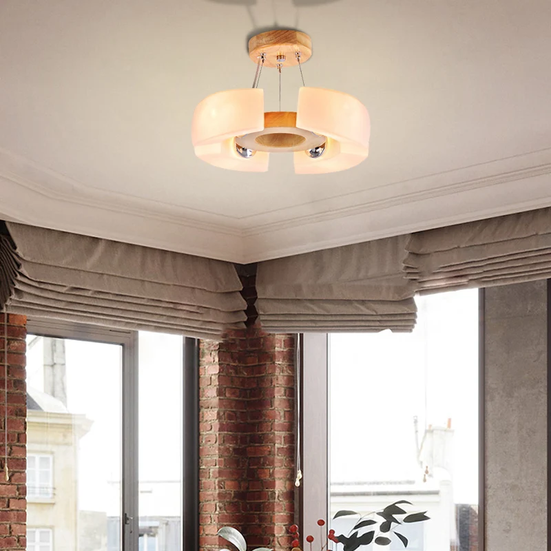 4/6 licht houten plafondlamp modern uniek rond inbouwlicht, warm/wit Clearhalo