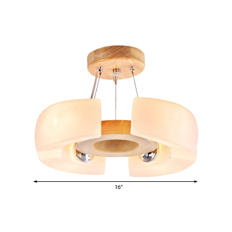 4/6 licht houten plafondlamp modern uniek rond inbouwlicht, warm/wit Clearhalo