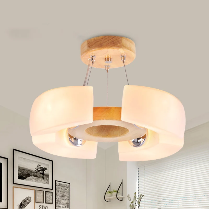 4/6 licht houten plafondlamp modern uniek rond inbouwlicht, warm/wit Clearhalo