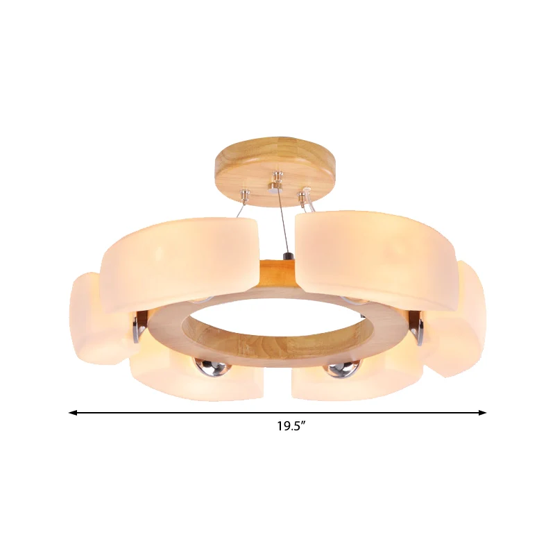 4/6 licht houten plafondlamp modern uniek rond inbouwlicht, warm/wit Clearhalo