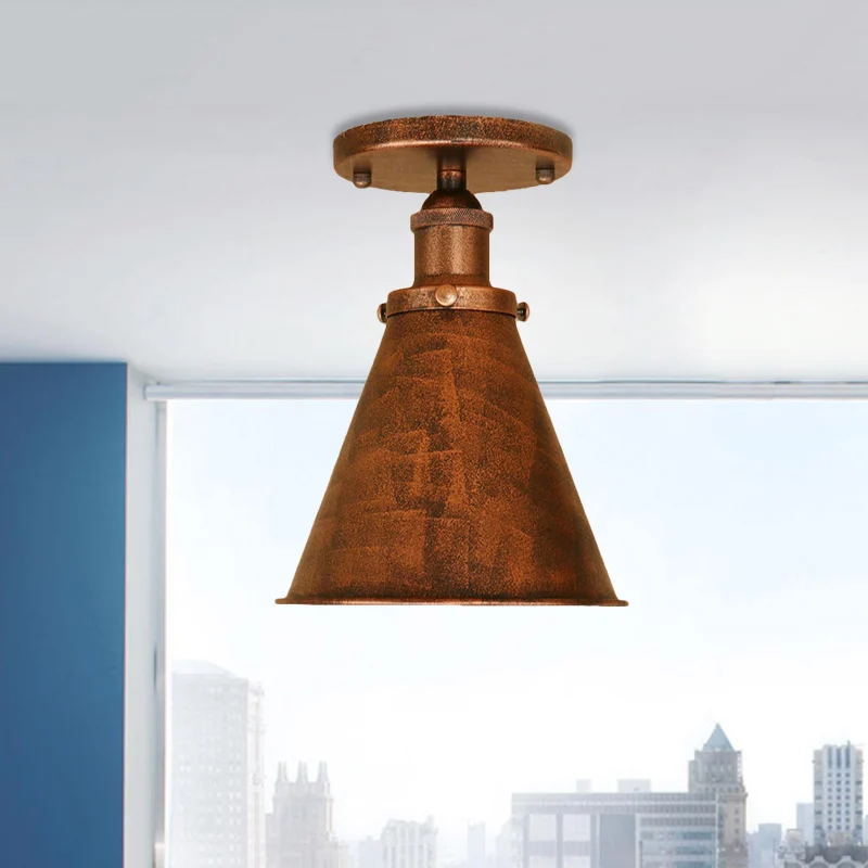 1 licht metallic semi-inbouw licht vintage stijl roest/koper taps toelopend semi-inbouw lichtarmatuur voor binnen Clearhalo