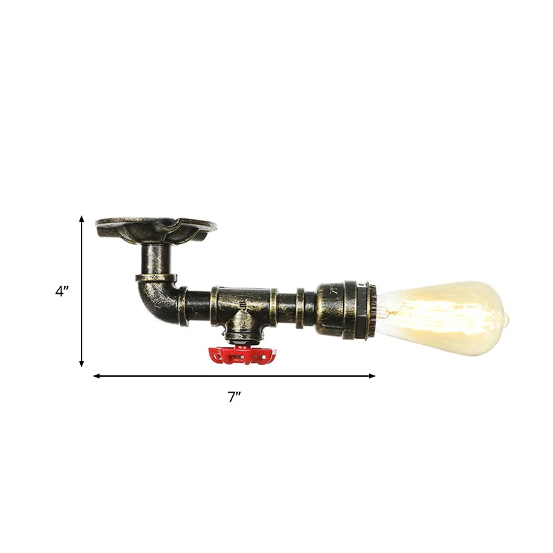 1 licht, plafondgemonteerd armatuur, industriële gedraaide buis, metalen semi-gemonteerde verlichting oud zilver/antiek me...
