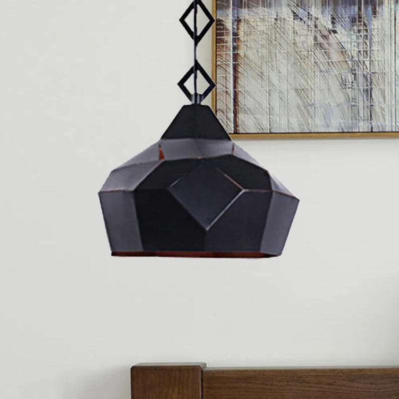 1 lichte druppelvormige hanglamp met metalen ketting, smeedijzeren hanglamp voor restaurant Clearhalo