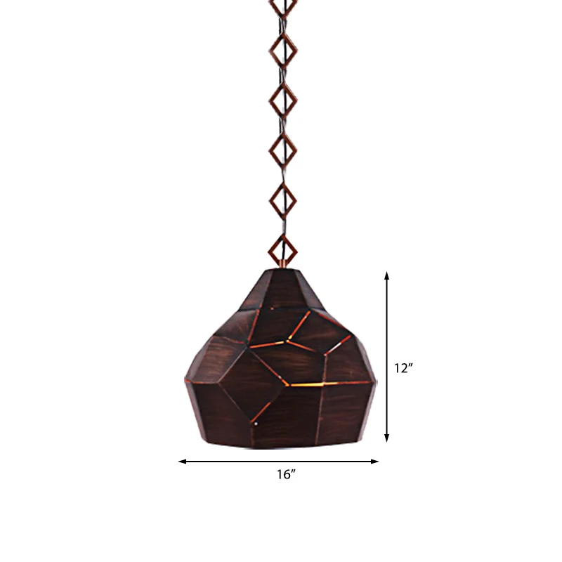 1 lichte druppelvormige hanglamp met metalen ketting, smeedijzeren hanglamp voor restaurant Clearhalo