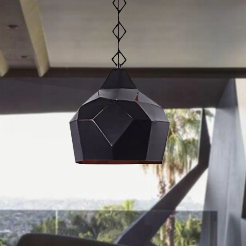 1 lichte druppelvormige hanglamp met metalen ketting, smeedijzeren hanglamp voor restaurant Clearhalo