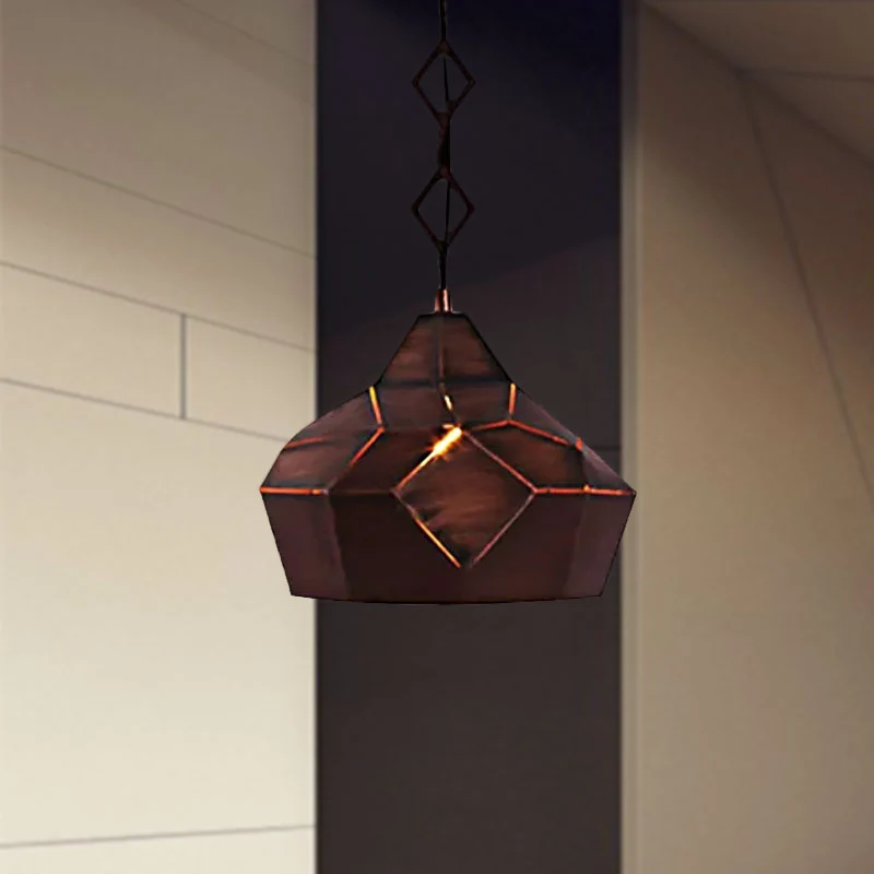 1 lichte druppelvormige hanglamp met metalen ketting, smeedijzeren hanglamp voor restaurant Clearhalo