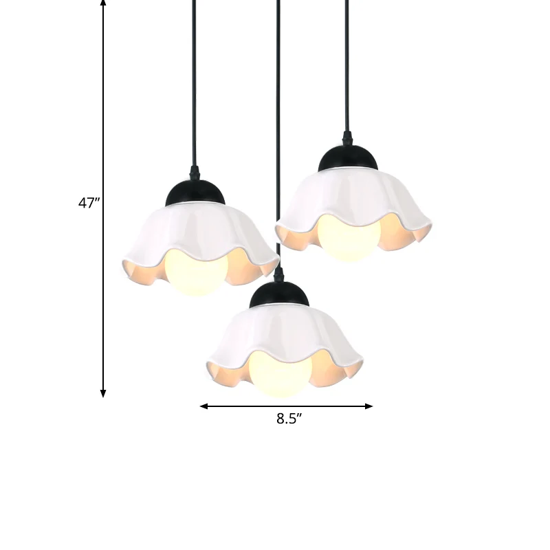 1/3 lichte plafondhanglamp Klassieke geschulpte zwarte keramische hanglamp voor eetkamer Clearhalo