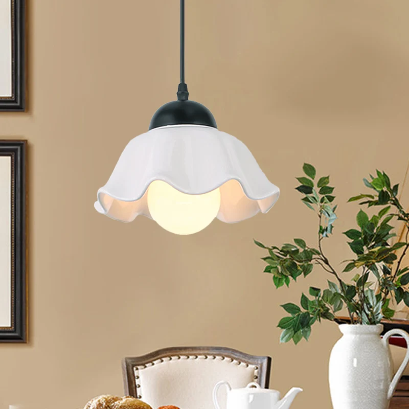 1/3 lichte plafondhanglamp Klassieke geschulpte zwarte keramische hanglamp voor eetkamer Clearhalo