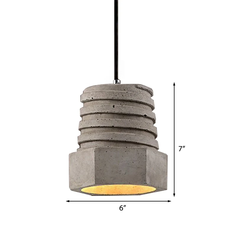 1 lichte schroefvorm hanglamp industriële grijze cement hanglamp voor restaurant Clearhalo