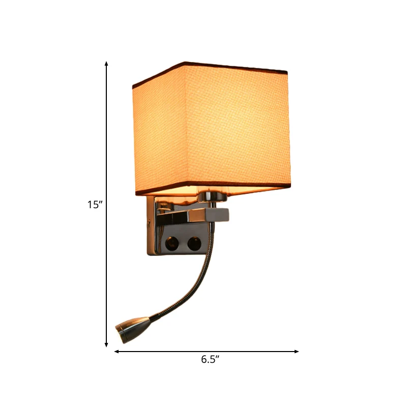 1 lichte stoffen wandkandelaar, eenvoudige stijl, beige/koffie, kubieke slaapkamer, wandmontagelamp Clearhalo