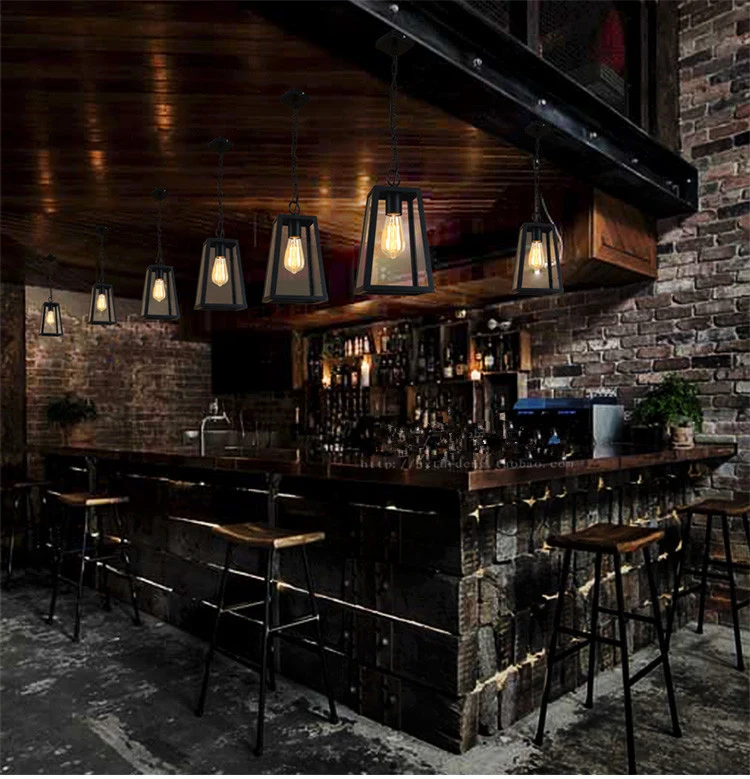 1 Lichte trapeziumvormige plafondhanger Creatieve metalen hanger industriële stijl voor restaurant Clearhalo