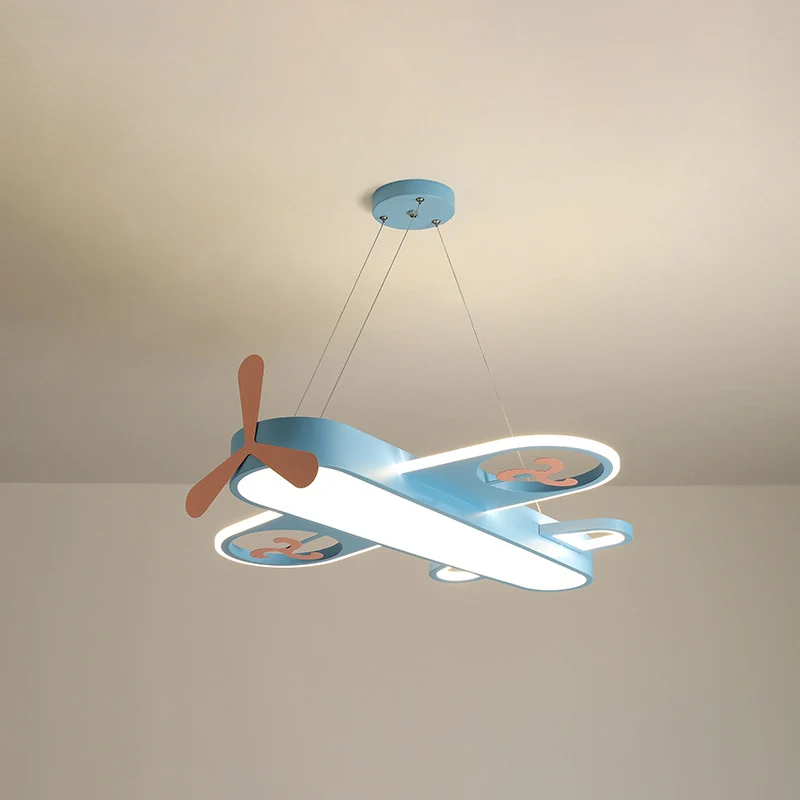 1 lichte vliegtuigvormige hanglamp voor kinderen, metallic druppellamp met ronde luifel voor slaapkamer Clearhalo