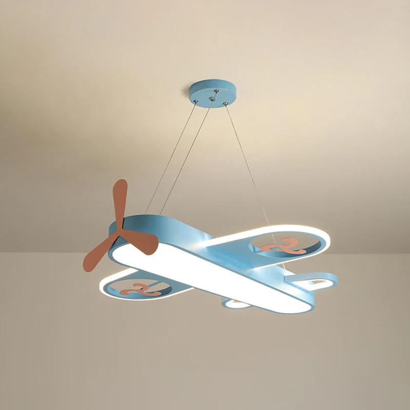 1 lichte vliegtuigvormige hanglamp voor kinderen, metallic druppellamp met ronde luifel voor slaapkamer Clearhalo