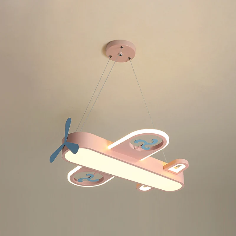 1 lichte vliegtuigvormige hanglamp voor kinderen, metallic druppellamp met ronde luifel voor slaapkamer Clearhalo