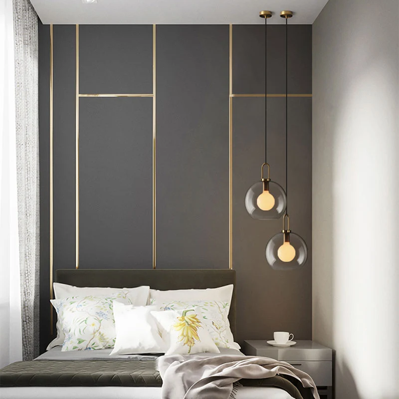 1 lichte woonkamer hanglamp met globe helder/rokerig glazen kap moderne messing hanglampset, 8"/10"/12" breed Clearhalo