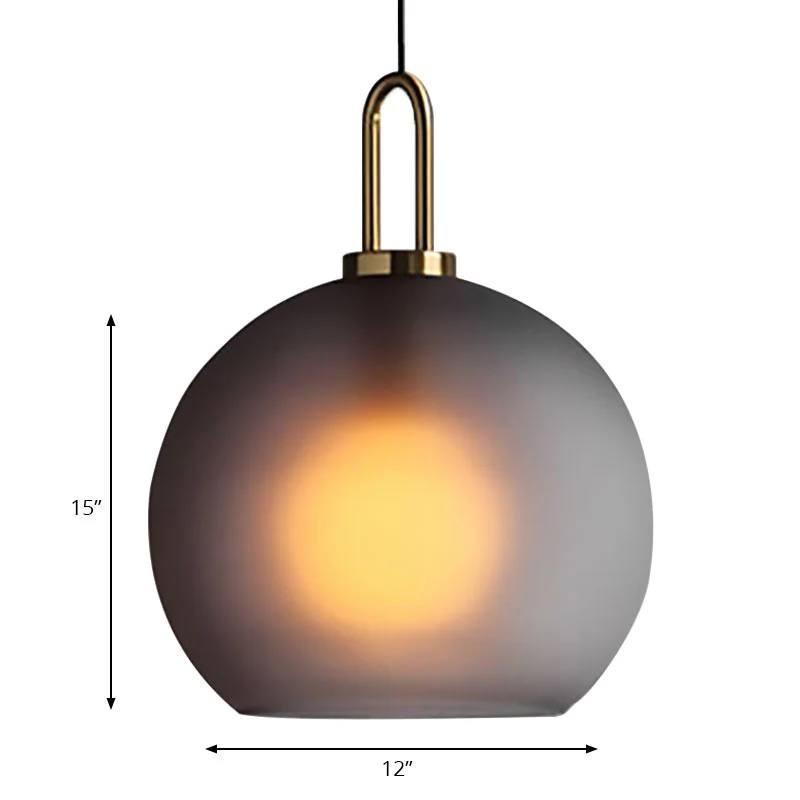 1 lichte woonkamer hanglamp met globe helder/rokerig glazen kap moderne messing hanglampset, 8"/10"/12" breed Clearhalo