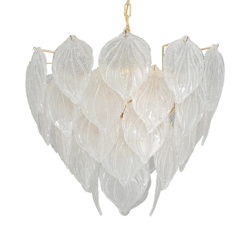 1 lichte woonkamer kroonluchter hanger met blad glazen kap gouden plafondlamp, 16"/23,5"/31,5" breed Clearhalo