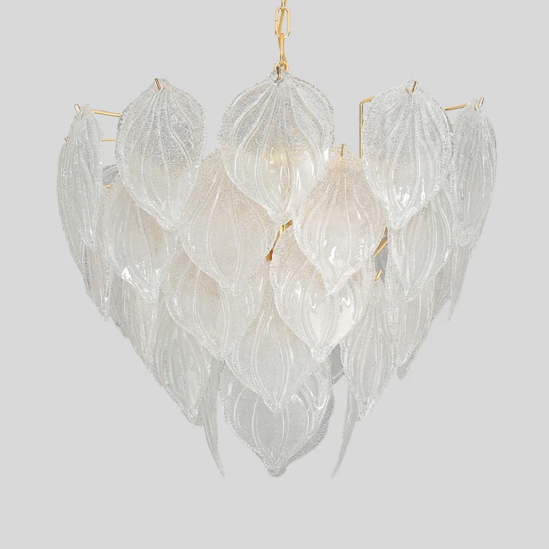 1 lichte woonkamer kroonluchter hanger met blad glazen kap gouden plafondlamp, 16"/23,5"/31,5" breed Clearhalo