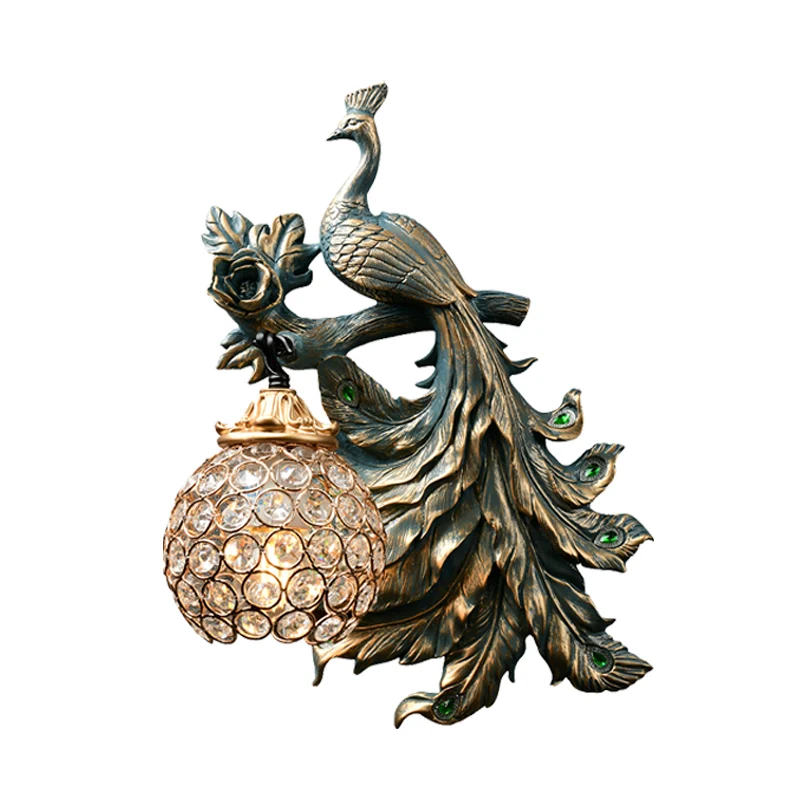 1 lichte woonkamer wandkandelaar vintage bronzen wandlamp met Phenix-harsontwerp naar rechts/links Clearhalo