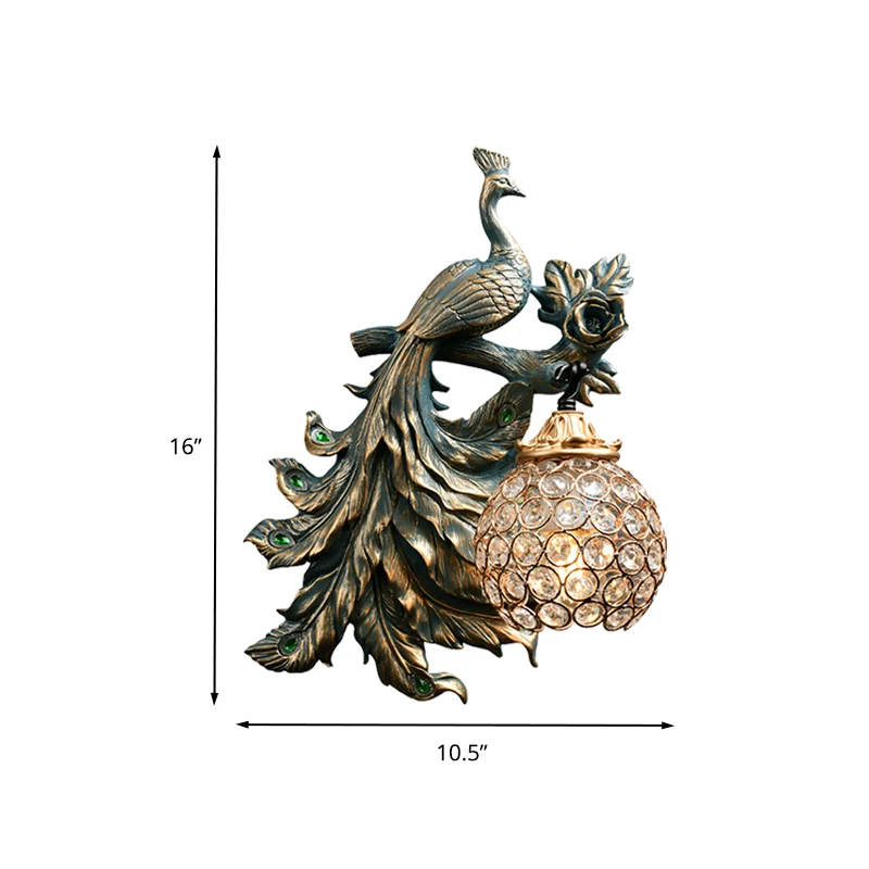 1 lichte woonkamer wandkandelaar vintage bronzen wandlamp met Phenix-harsontwerp naar rechts/links Clearhalo