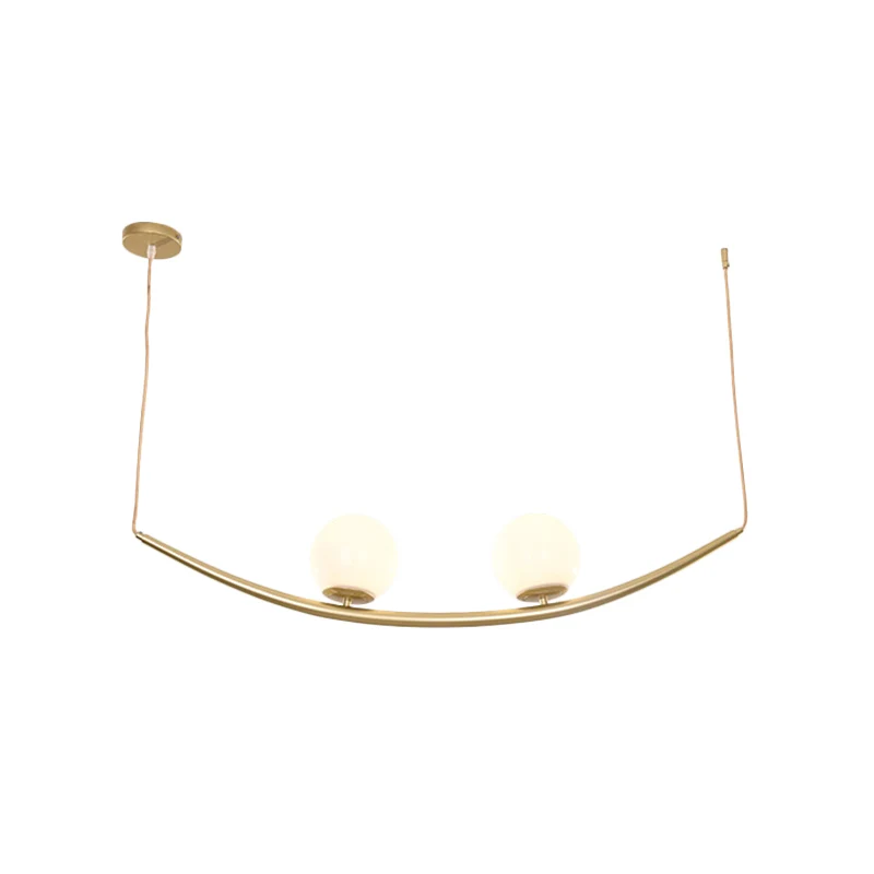 2/3 lichten eetkamer kroonluchter lamp armatuur modernisme gouden afwerking hangende plafondlamp met bal melkglas kap Clea...