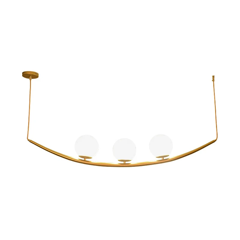 2/3 lichten eetkamer kroonluchter lamp armatuur modernisme gouden afwerking hangende plafondlamp met bal melkglas kap Clea...