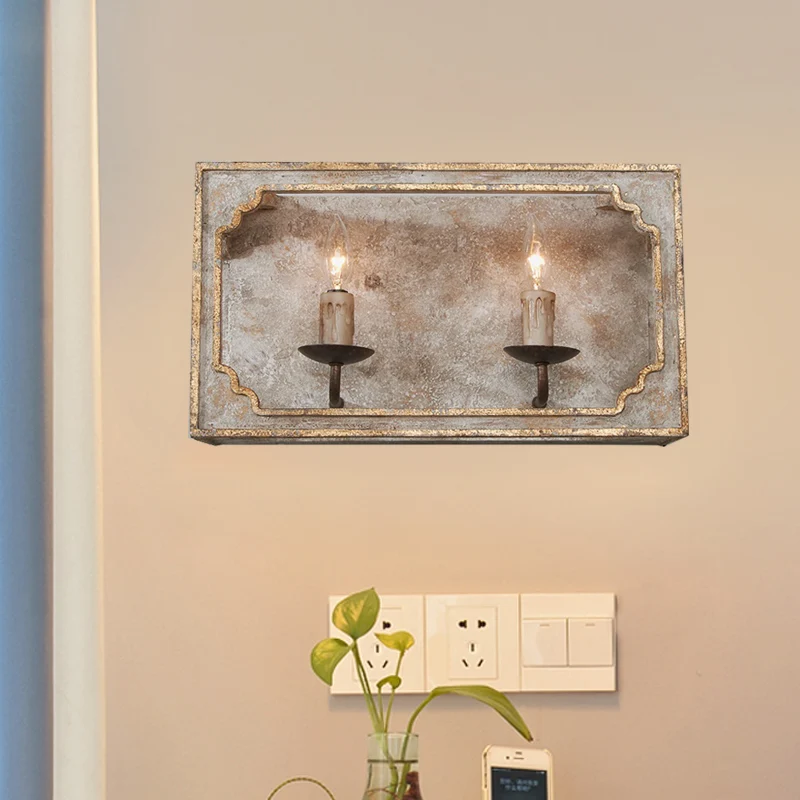 1/2 Lichten Kandelaar Blaker Licht Klassieke Stijl Wit/Brons/Verontruste Wit Houten Wandlamp voor Woonkamer Clearhalo