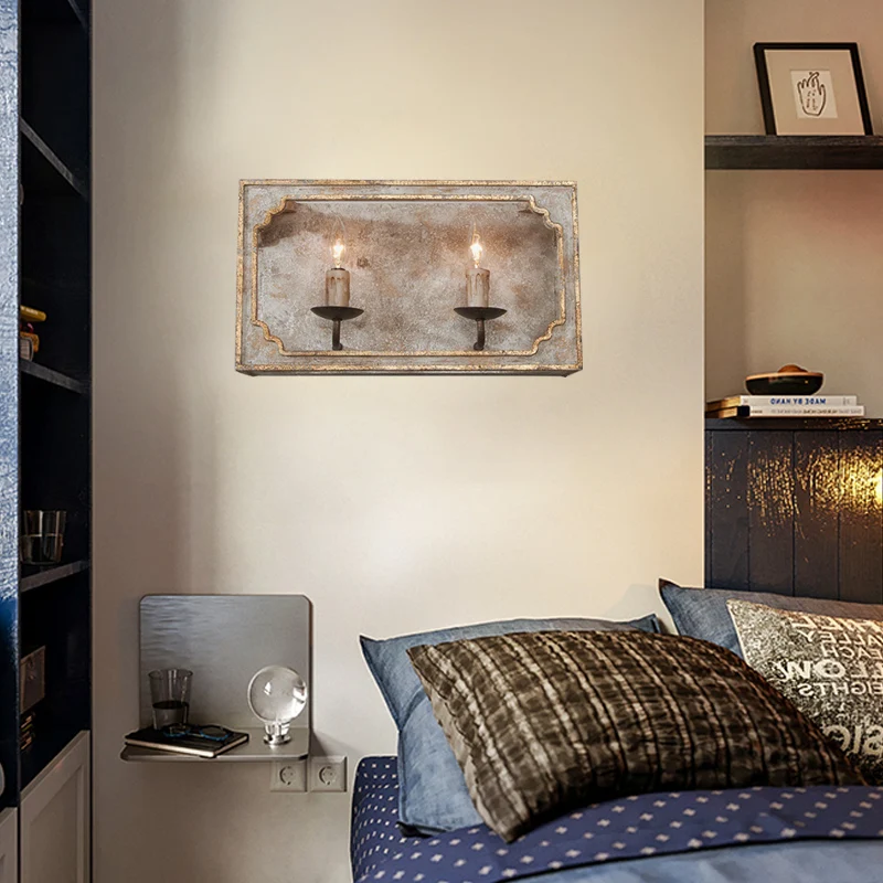 1/2 Lichten Kandelaar Blaker Licht Klassieke Stijl Wit/Brons/Verontruste Wit Houten Wandlamp voor Woonkamer Clearhalo