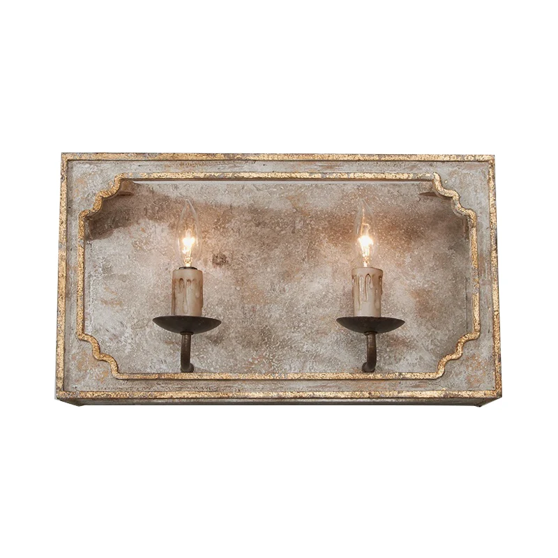 1/2 Lichten Kandelaar Blaker Licht Klassieke Stijl Wit/Brons/Verontruste Wit Houten Wandlamp voor Woonkamer Clearhalo