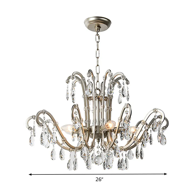5/8 lichten kroonluchter minimalisme swooping arm kristallen hanglampset verouderd zilver Clearhalo