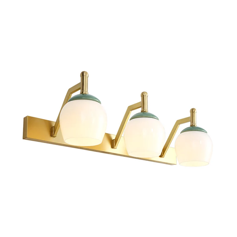 2/3 Lichten Vanity Lamp Traditionele Bubble Frosted Glass Sconce Lichtarmatuur Messing voor Badkamer Clearhalo