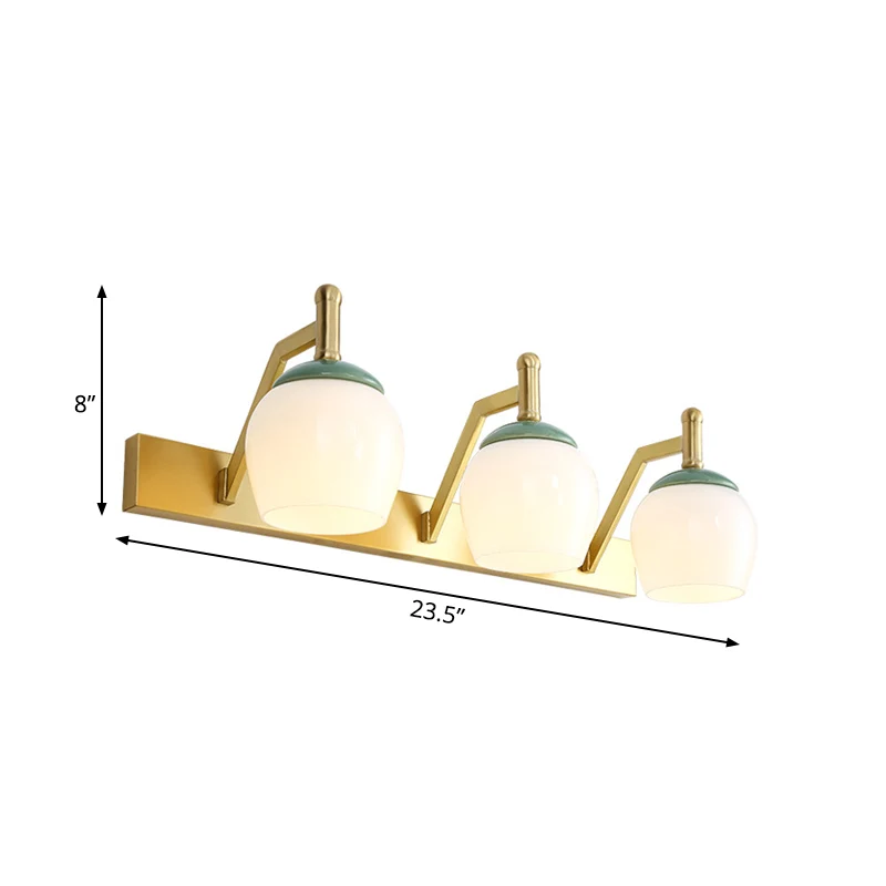 2/3 Lichten Vanity Lamp Traditionele Bubble Frosted Glass Sconce Lichtarmatuur Messing voor Badkamer Clearhalo