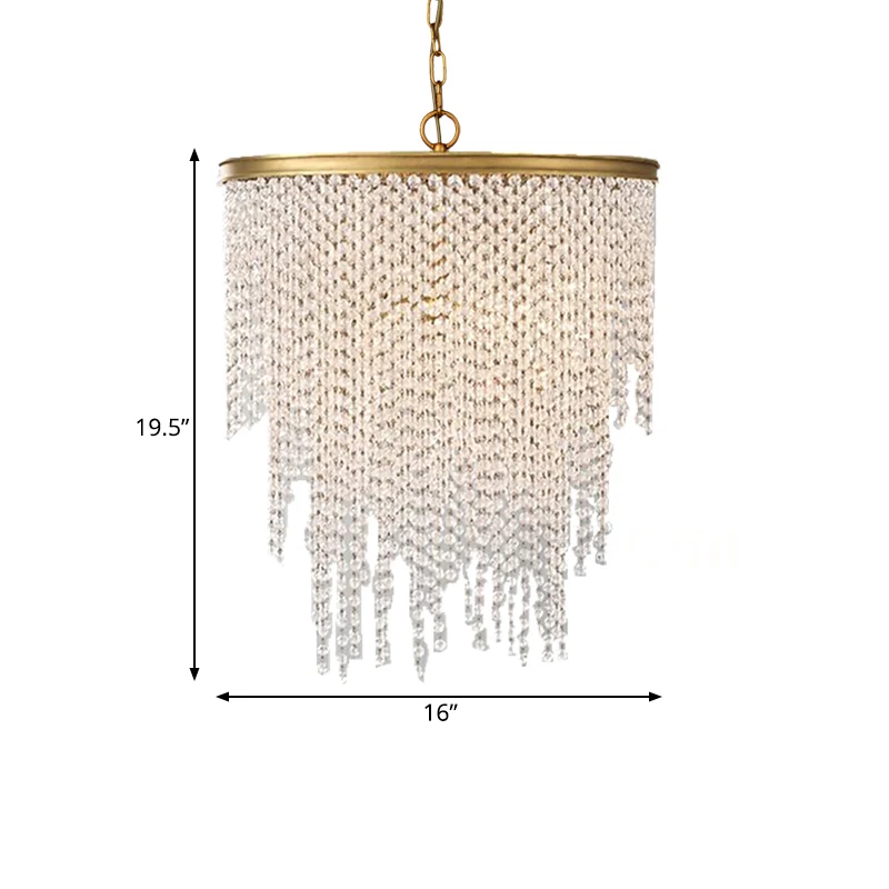 5/6 Lichten Waterval Kroonluchter Licht Landelijk Messing Kristallen Ophanging Hanger voor Slaapkamer Clearhalo
