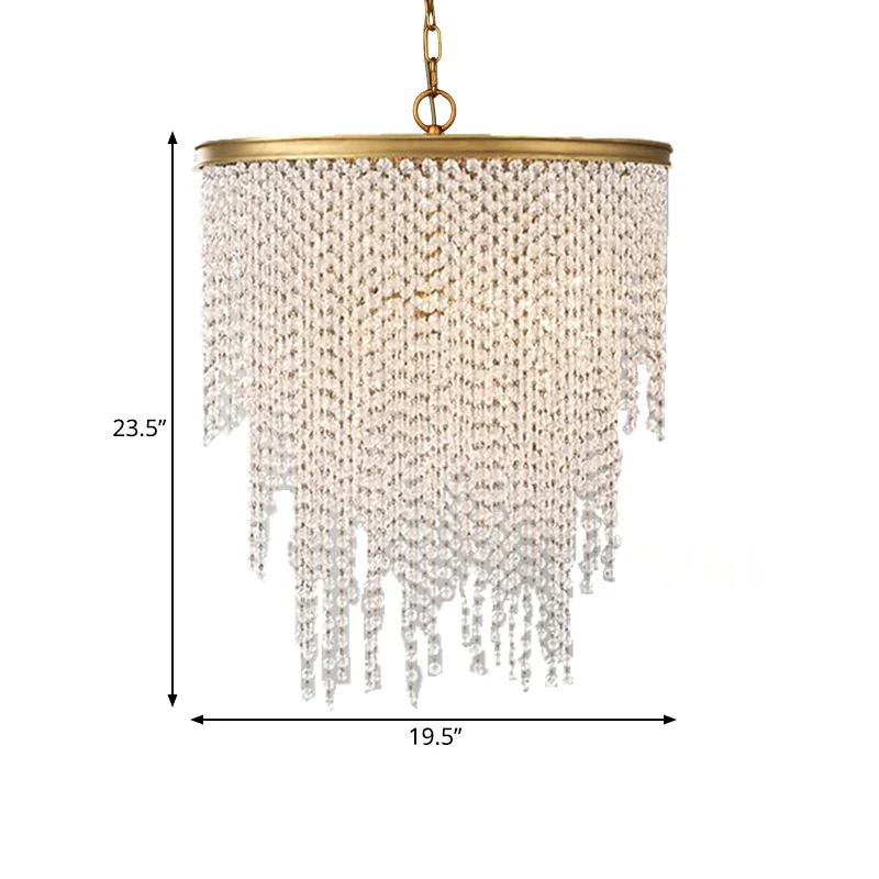 5/6 Lichten Waterval Kroonluchter Licht Landelijk Messing Kristallen Ophanging Hanger voor Slaapkamer Clearhalo