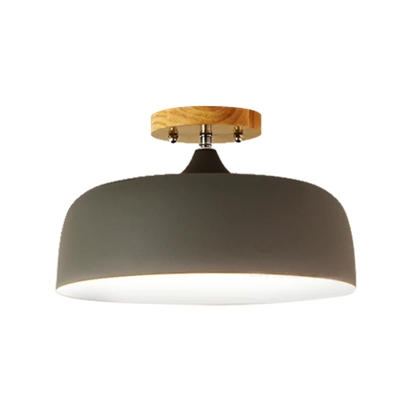 1 lichtgrijs/wit/roze/groen plafondinbouwlamp met trommel metalen lampenkap eenvoudige semi-inbouwlamp Clearhalo