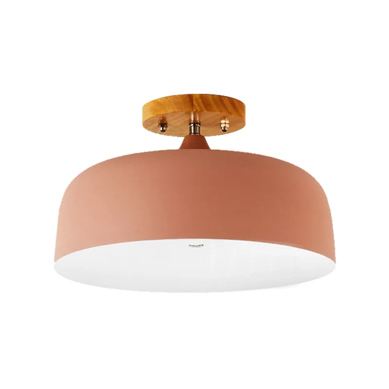 1 lichtgrijs/wit/roze/groen plafondinbouwlamp met trommel metalen lampenkap eenvoudige semi-inbouwlamp Clearhalo