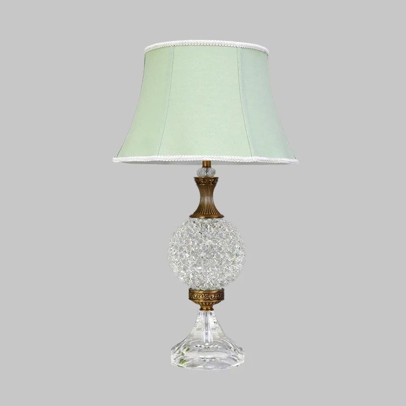 Lichtgroen nachtkastje met 1 lamp, traditionele kristallen bolvormige nachtkastjelamp Clearhalo