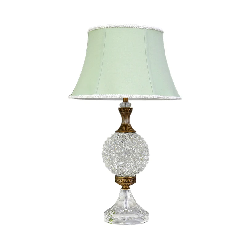 Lichtgroen nachtkastje met 1 lamp, traditionele kristallen bolvormige nachtkastjelamp Clearhalo