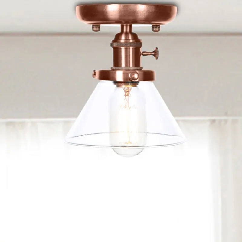 1 lichtkegel/bel semi-inbouw licht industrieel verweerd koper helder/amber glas verlichtingsarmatuur Clearhalo