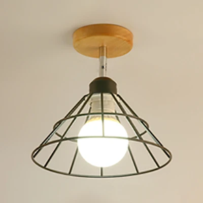 1 lichtkegel/spoetnik ontwerp semi-inbouwlamp industrieel stijlvol zwart metalen plafondlamp met open kooi Clearhalo