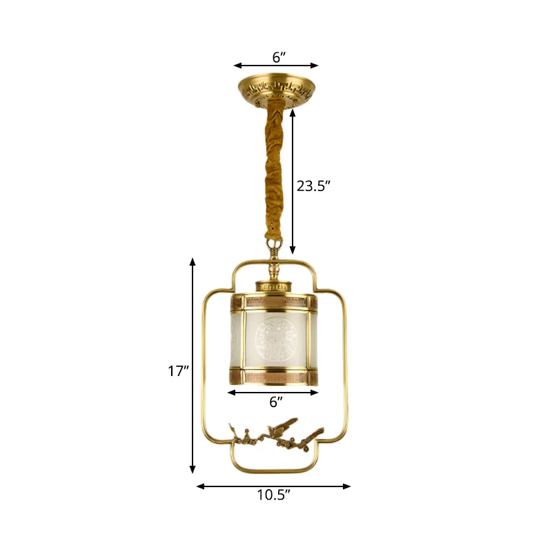 1 lichtmetalen hanglamp, klassieke stijl messing cilindergang hanglampenset Clearhalo