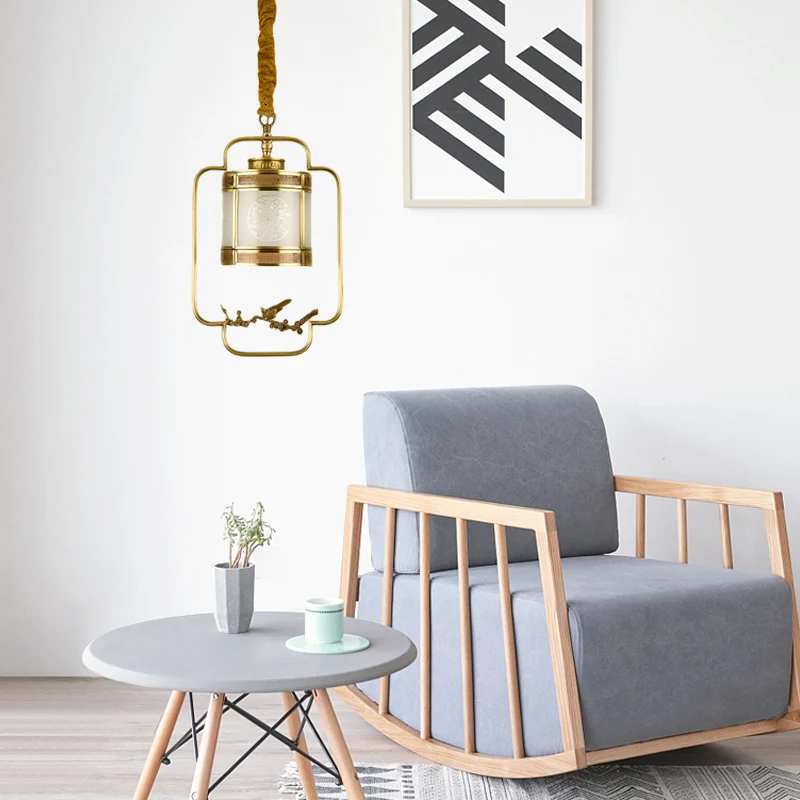 1 lichtmetalen hanglamp, klassieke stijl messing cilindergang hanglampenset Clearhalo