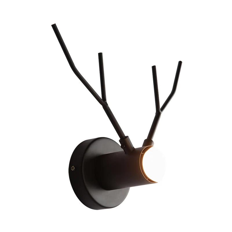 1 lichtmetalen wandlamp Klassieke zwarte zichtbare lamp voor binnen, schanslamp met elandenontwerp Clearhalo